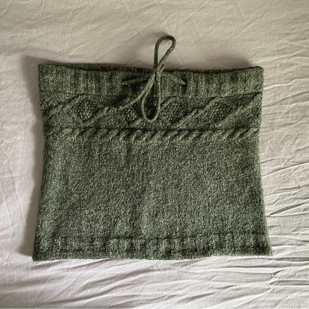 Knit Handcrafted Tube Top in Olive Green
